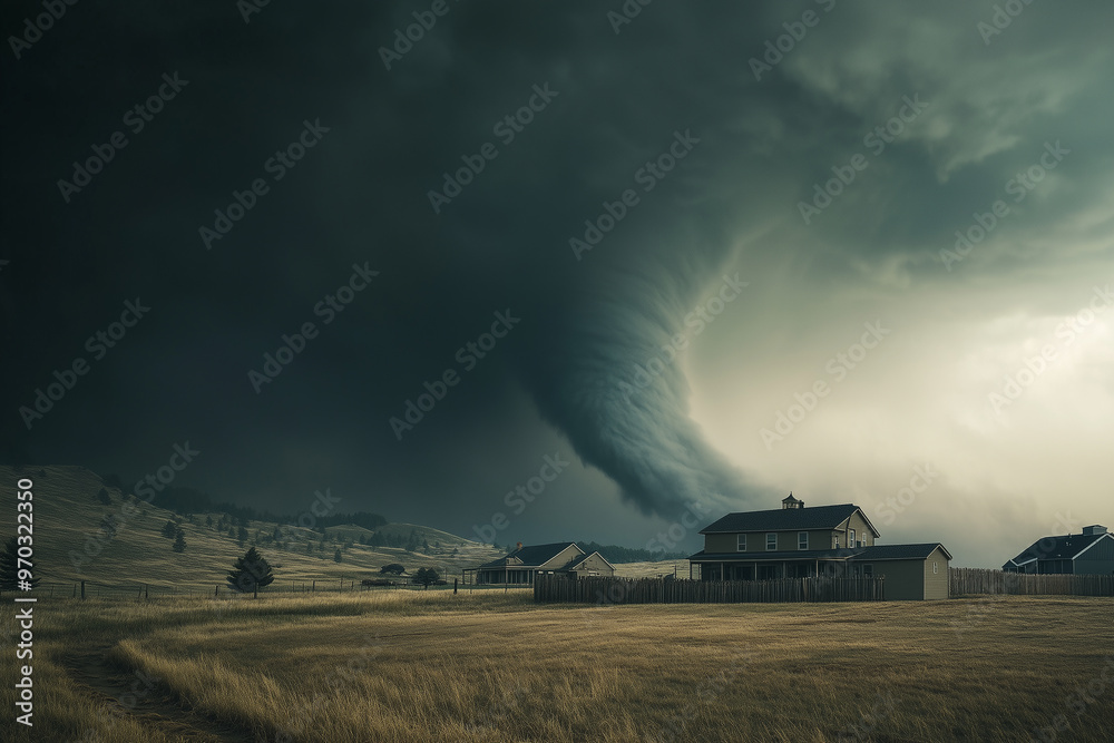 Fototapeta premium Tornado over the field. Capture the moment a tornado occurs.