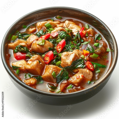 Vibrant Gaeng Chuep Closeup on White Background - Authentic Thai Cuisine Photography