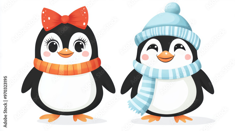 Fototapeta premium Cute Penguin Couple.