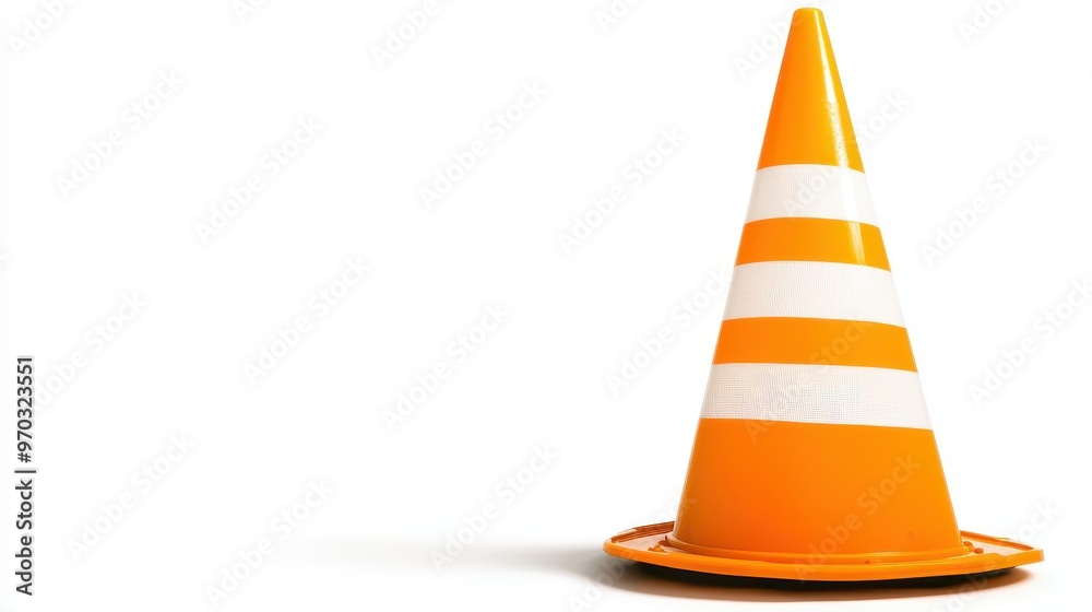 Orange and White Traffic Cone Isolated on White Background Orange and White Traffic Cone Isolated on White Background