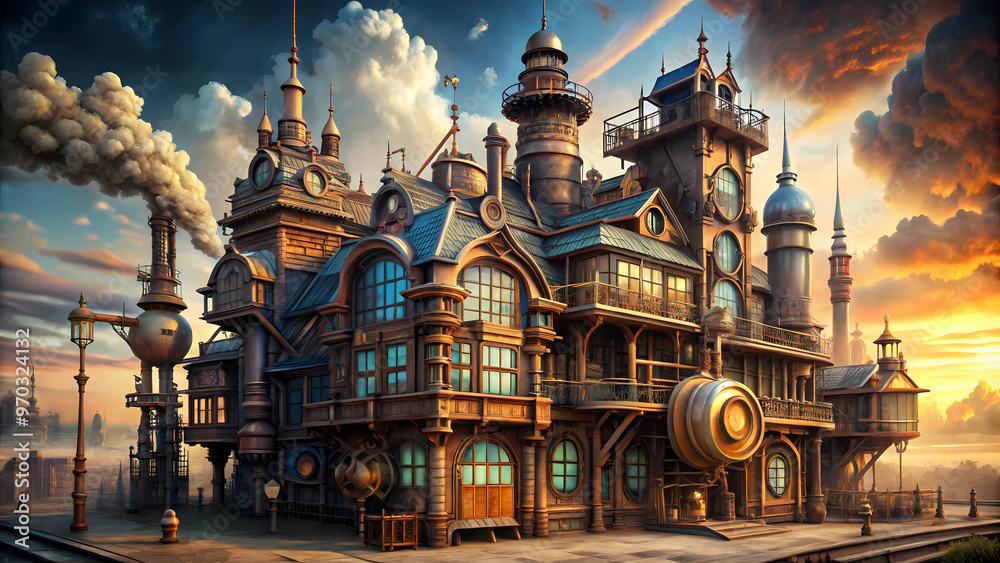 Fototapeta premium Big house in steampunk style