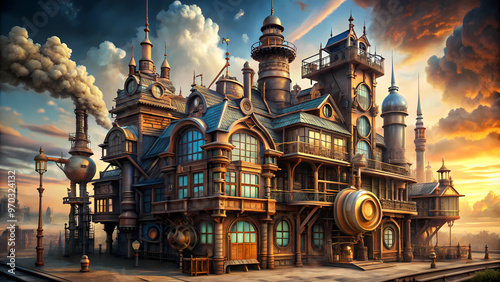 Big house in steampunk style