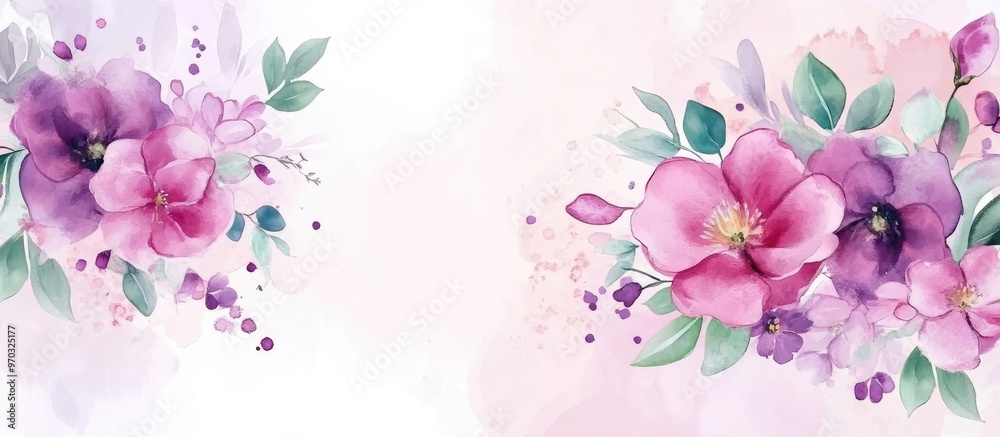 Hand painted Floral Design for Wedding Invitation in Watercolor Style Hand painted Floral Design for Wedding Invitation in Watercolor Style