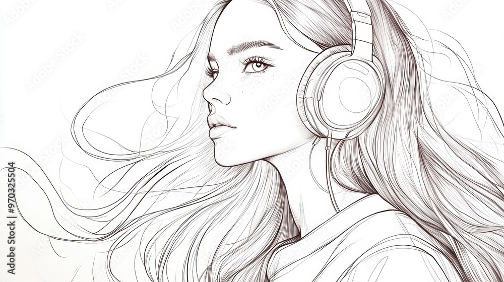 Fototapeta premium Woman Listening Music.