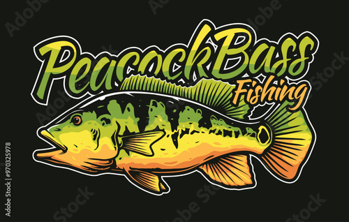 Peacock bass fishing vector design