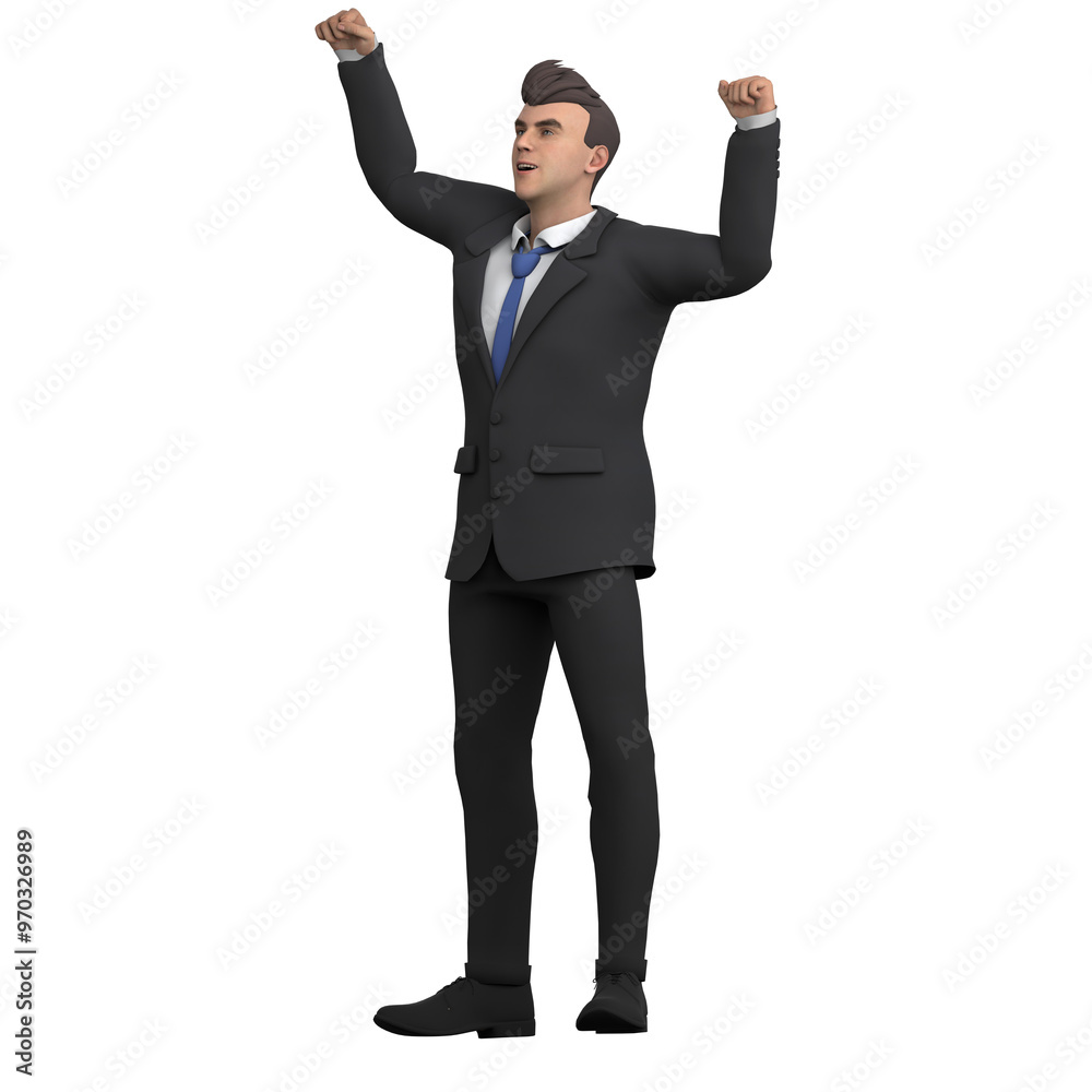 Male Legal 3D Animation. A male lawyer stands facing right while both hands are clenched upwards. Lawyer Male Legal 3D Animation. A male lawyer stands facing right while both hands are clenched upwards. Lawyer