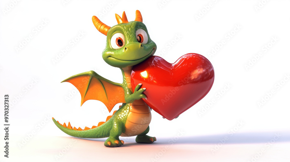 Fototapeta premium Dragon Holding Heart.