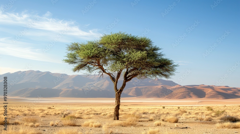 Lone Acacia Tree in the Namib Desert: A Symbol of African Wilderness in Namibia and South Africa