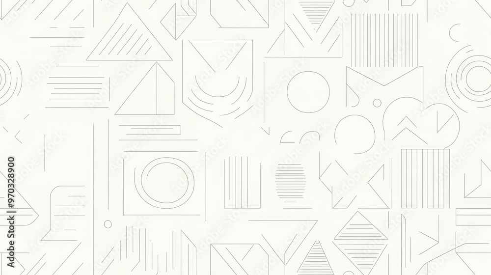 Fototapeta premium Seamless pattern featuring geometric shapes in white