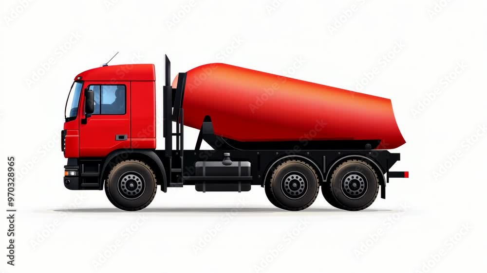 Cement truck transporting fresh concrete through a construction site on a sunny afternoon Cement truck transporting fresh concrete through a construction site on a sunny afternoon