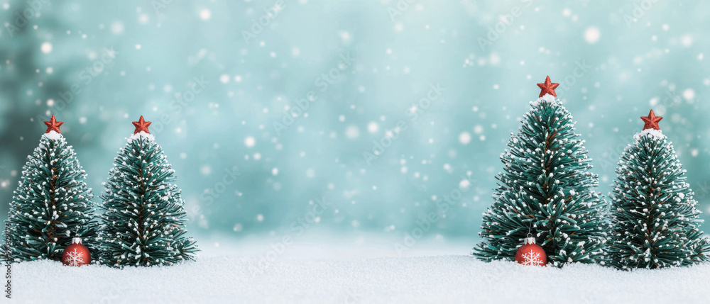 Winter wonderland backdrop with a red and green theme, bringing a classic holiday feel to life