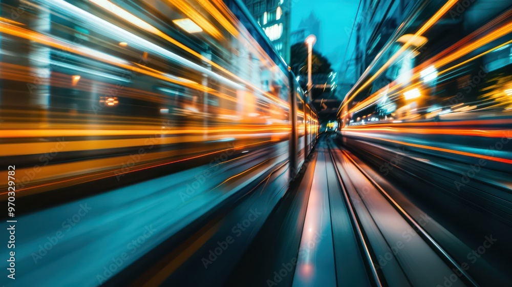 A dynamic urban scene showcasing blurred lights and motion, capturing the essence of city life and transportation. A dynamic urban scene showcasing blurred lights and motion, capturing the essence of city life and transportation.