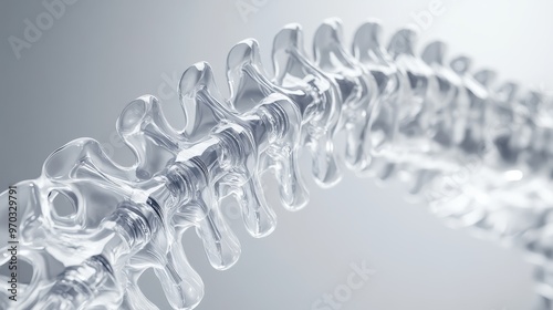 Abstract Glass Spine - Medical, Anatomy, Healthcare, Science, 3D Render.