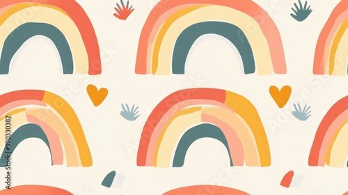 Seamless rainbow pattern suitable for textiles interior design and linens Adorable abstract background for children