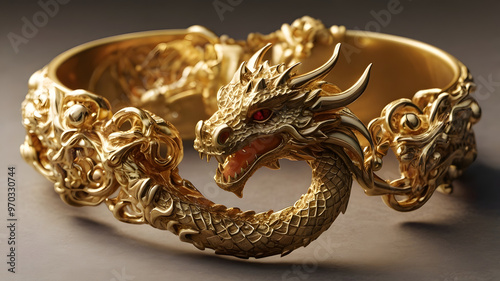 A dragon bracelet made from gold for rich people or who want a power command