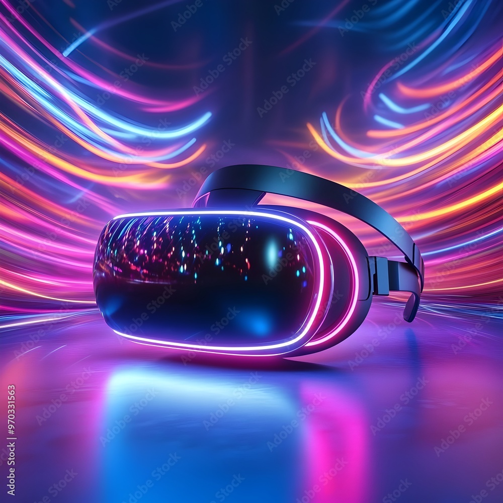 custom made wallpaper toronto digitalSleek and Futuristic VR Glasses Immersed in a Vibrant 3D Abstract Environment