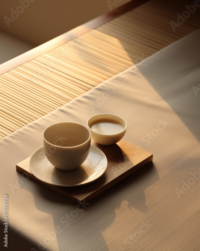 Tea in a minimalist Japanese style room
