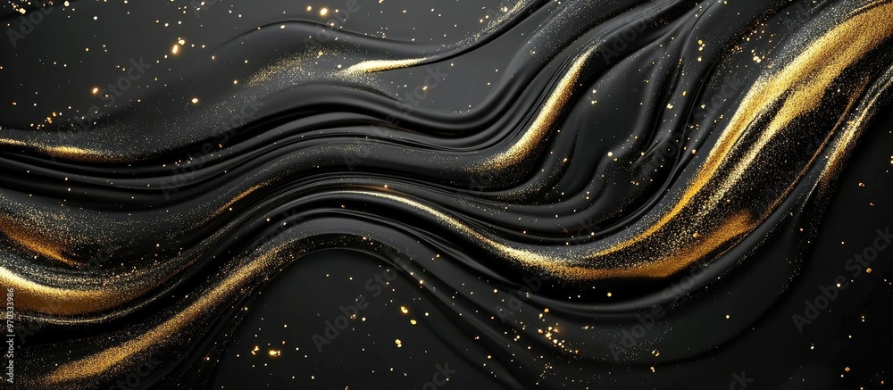 Abstract Black Gold Organic Liquid Wave Background 3D Render Abstract Black Gold Organic Liquid Wave Background 3D Render
