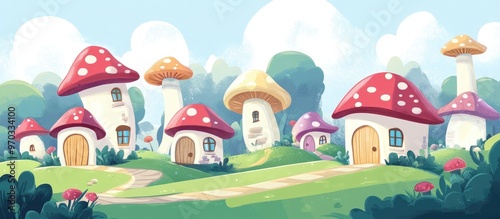Charming Fantasy Village With Mushroom Roofs Gaming Landscape