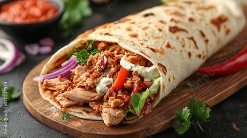 Turkish Chicken Döner Wrap (Tavuk Dürüm).