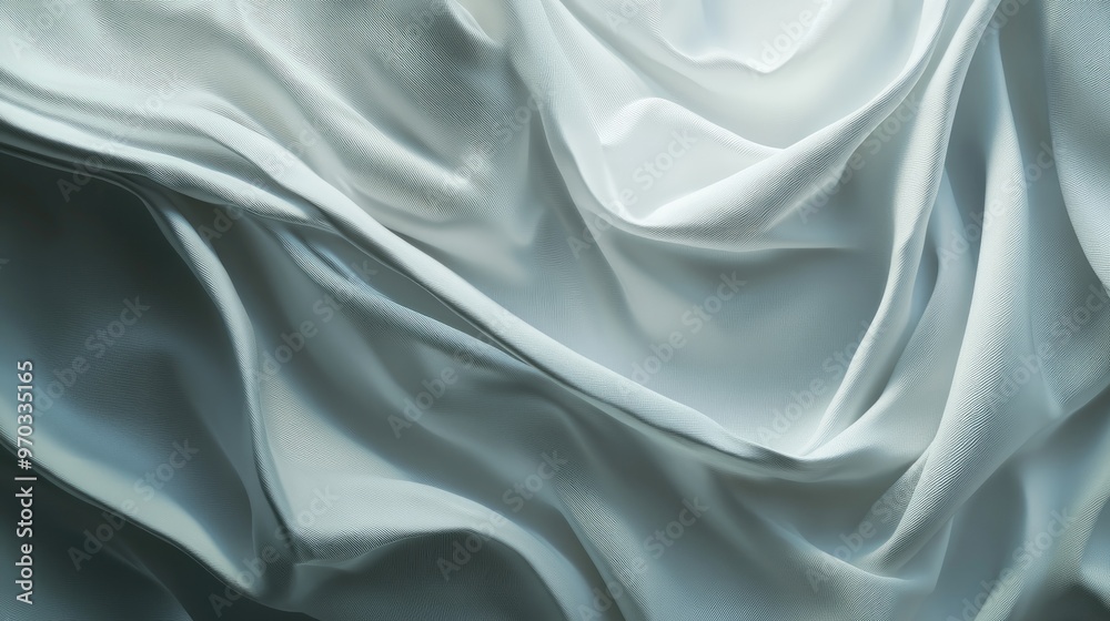 Obraz premium 3D Fabric Folds With White Satin Cloth Draping Luxurious And Elegant Material With Cinematic Shadows