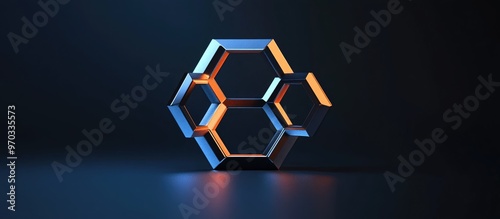 Penrose hexagon against a black backdrop An illustration of an impossible object or undecidable figure photo