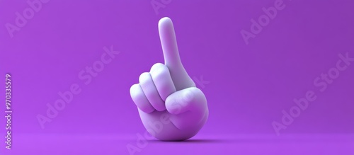 3D render of an abstract cartoon character with a flexible boneless knotted hand making a victory gesture against a purple background Surreal clip art design photo