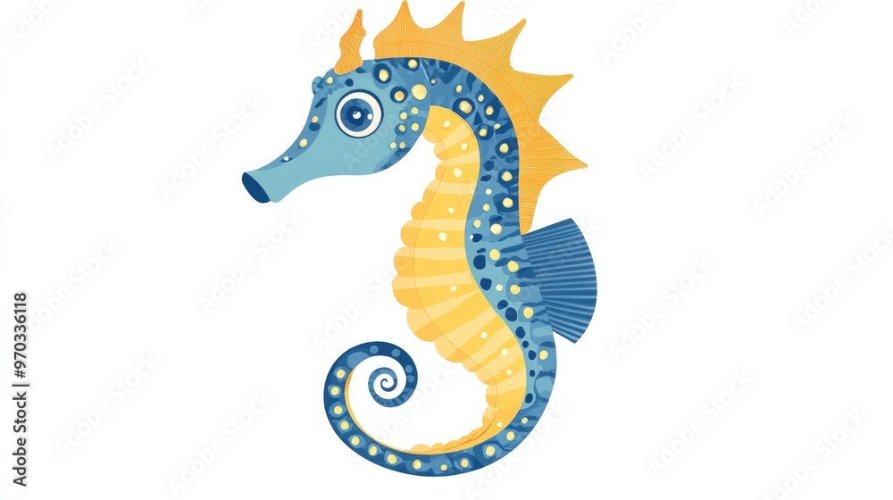 Fototapeta premium Surrealistic flat illustration of a seahorse on a white background