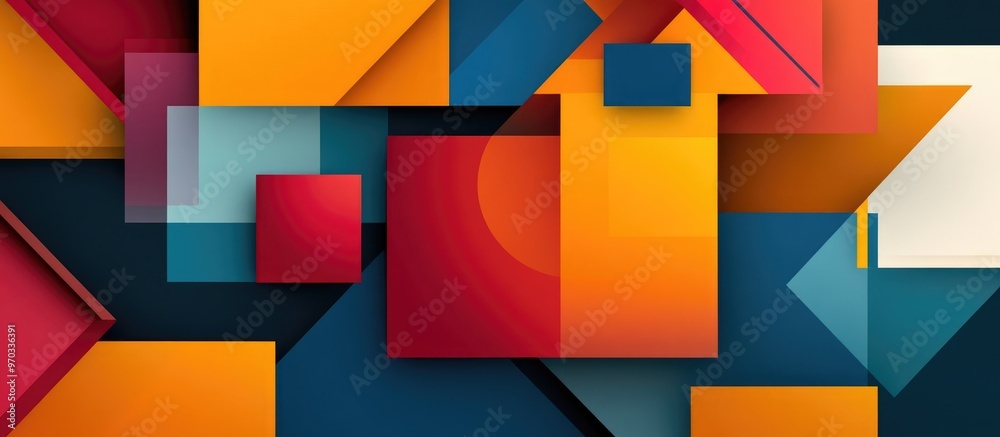 Abstract vibrant background featuring geometric squares and rectangles in a colorful arrangement Abstract vibrant background featuring geometric squares and rectangles in a colorful arrangement