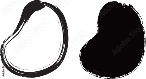 墨で描いた和風の変形の枠