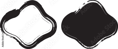 墨で描いた和風の変形の枠