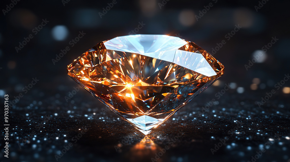 Diamond reflection on black background ,Dazzling brilliance close-up of a diamond generative ai. Diamond reflection on black background ,Dazzling brilliance close-up of a diamond generative ai.
