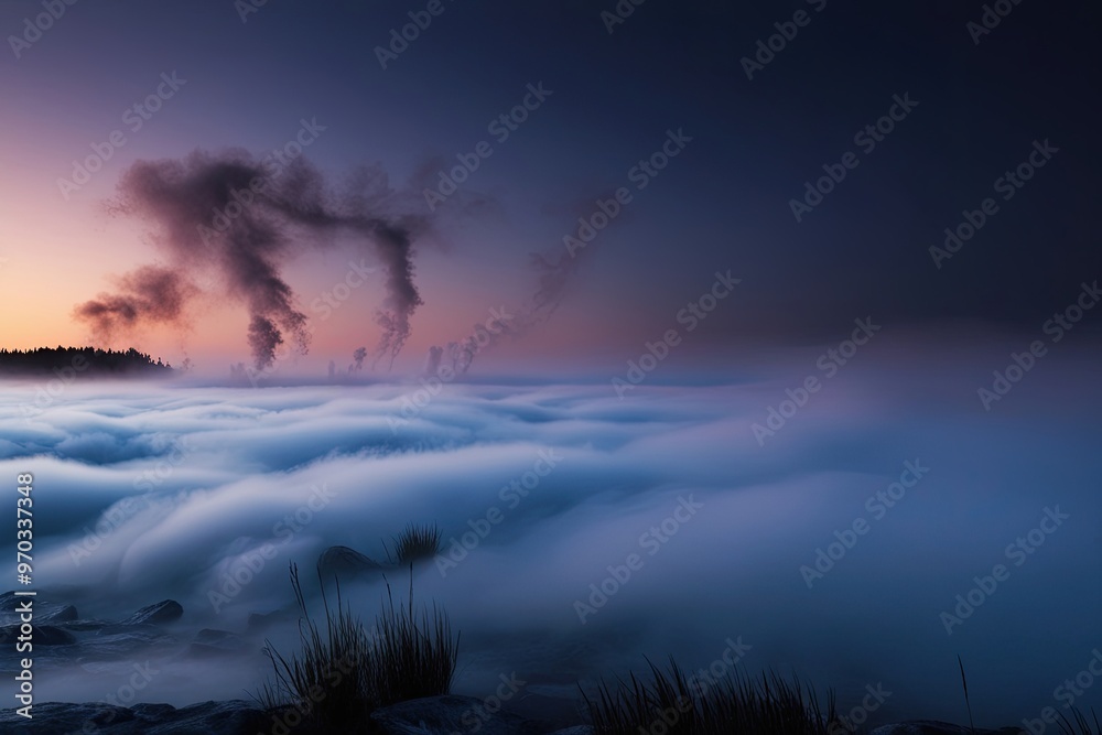 Fototapeta premium Enhance Visual Atmosphere with Dramatic Evening Fog and Steam Textures