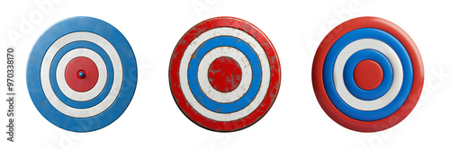 Three Colorful Targets with Concentric Circles in a Row Transparent Background