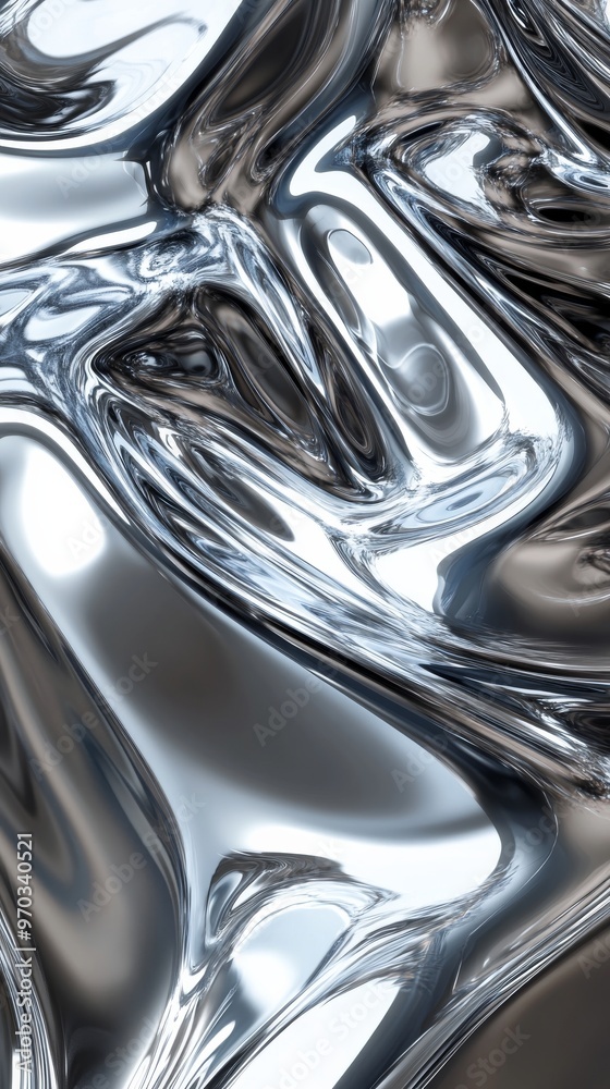 Abstract metallic liquid texture, flowing metal