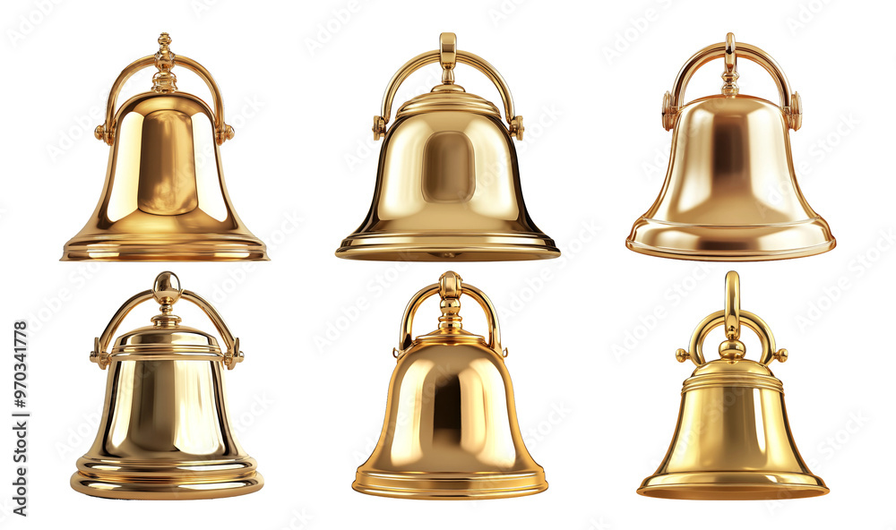 Golden and Silver Bells on Transparent Background with Grid Pattern Golden and Silver Bells on Transparent Background with Grid Pattern