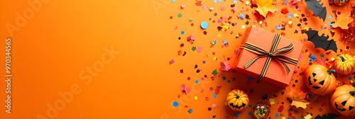 Halloween Gift with Pumpkins and Confetti