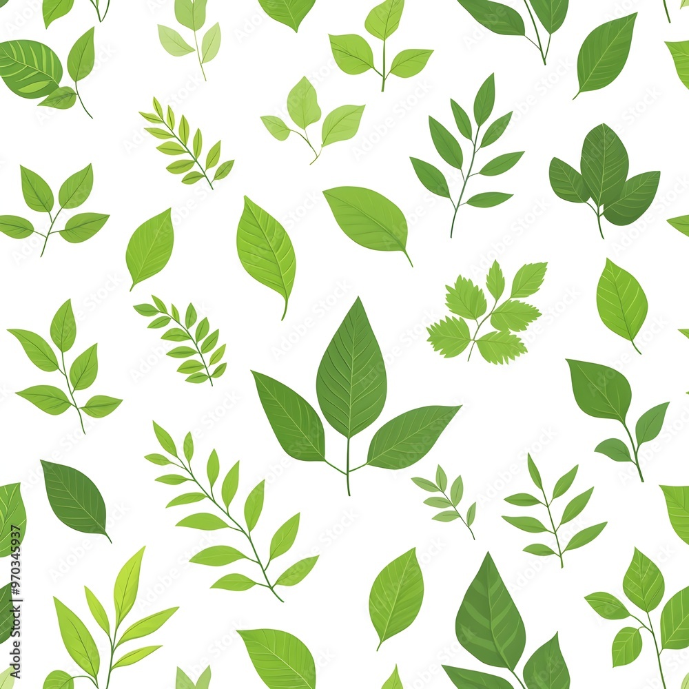 Elegant Natural Leaf Pattern on Pristine White Background