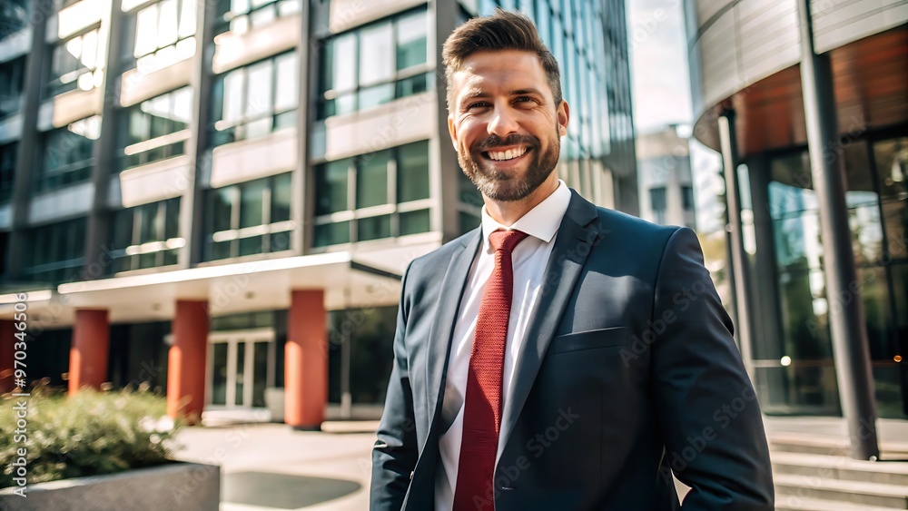 Confident Businessman Smiling Outdoors. Confident Businessman Smiling Outdoors.