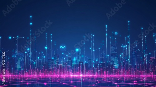 Futuristic Smart Digital City with 5G Network Connectivity and Global Social Media Integration