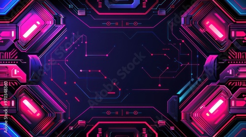 A vibrant digital background featuring neon circuitry patterns, ideal for technology-themed designs or presentations.