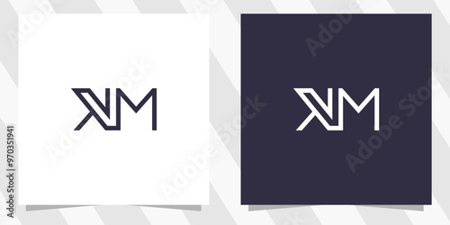 Photos letter km mk logo design vector