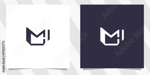 letter mh hm logo design vector