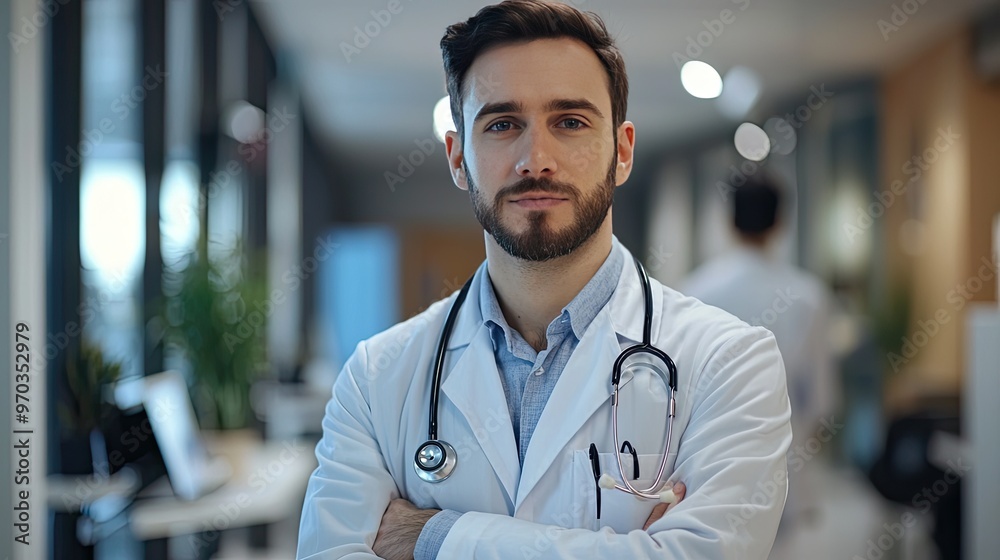 male doctor with a stethoscope, giving off a professional and approachable vibe male doctor with a stethoscope, giving off a professional and approachable vibe