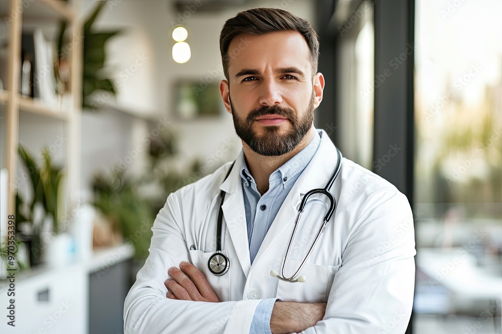 male doctor with a stethoscope, giving off a professional and approachable vibe male doctor with a stethoscope, giving off a professional and approachable vibe
