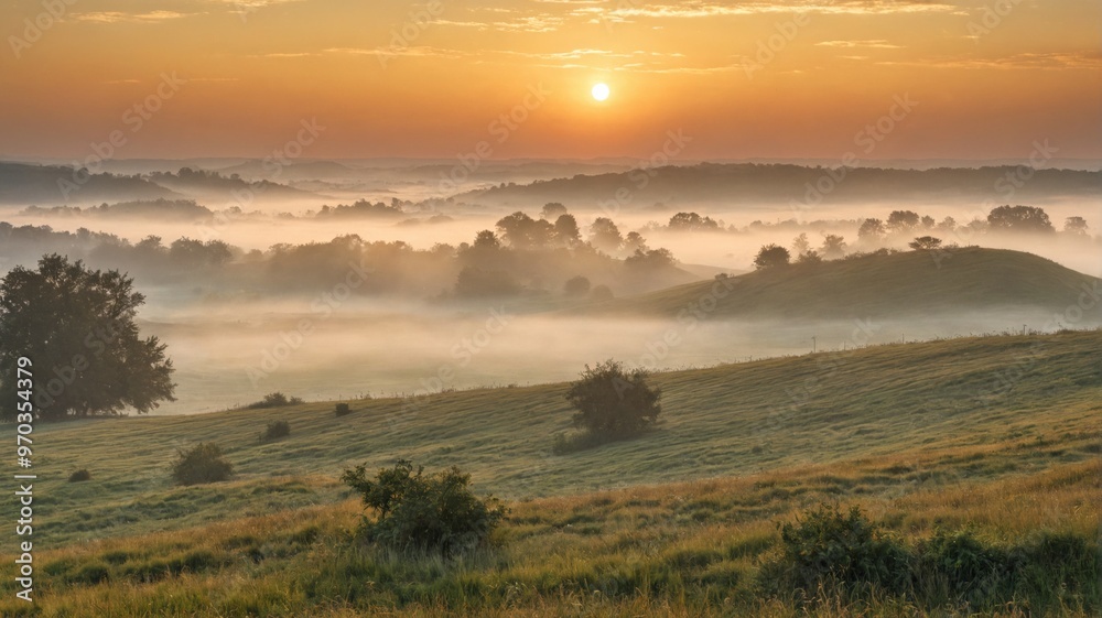 Beautiful landscape photograph sunrise over vast field sky A vib Beautiful landscape photograph sunrise over vast field sky A vib
