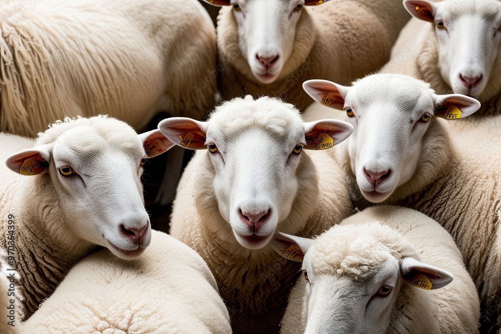 Fototapeta premium Isolated White Sheep Collection with Expressive Animals on Clean Background