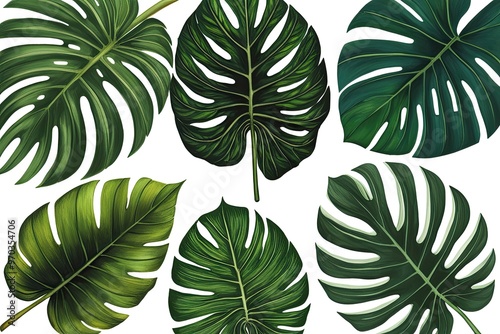 Exquisite Tropical Leaf Art Collection Highlighting Detailed Features and Vibrant Lushness