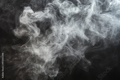 Smoke isolated on black background, smoke, fog, gas, cigarette smoke, air isoalted, ai