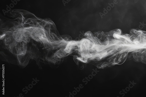 Smoke isolated on black background, smoke, fog, gas, cigarette smoke, air isoalted, ai